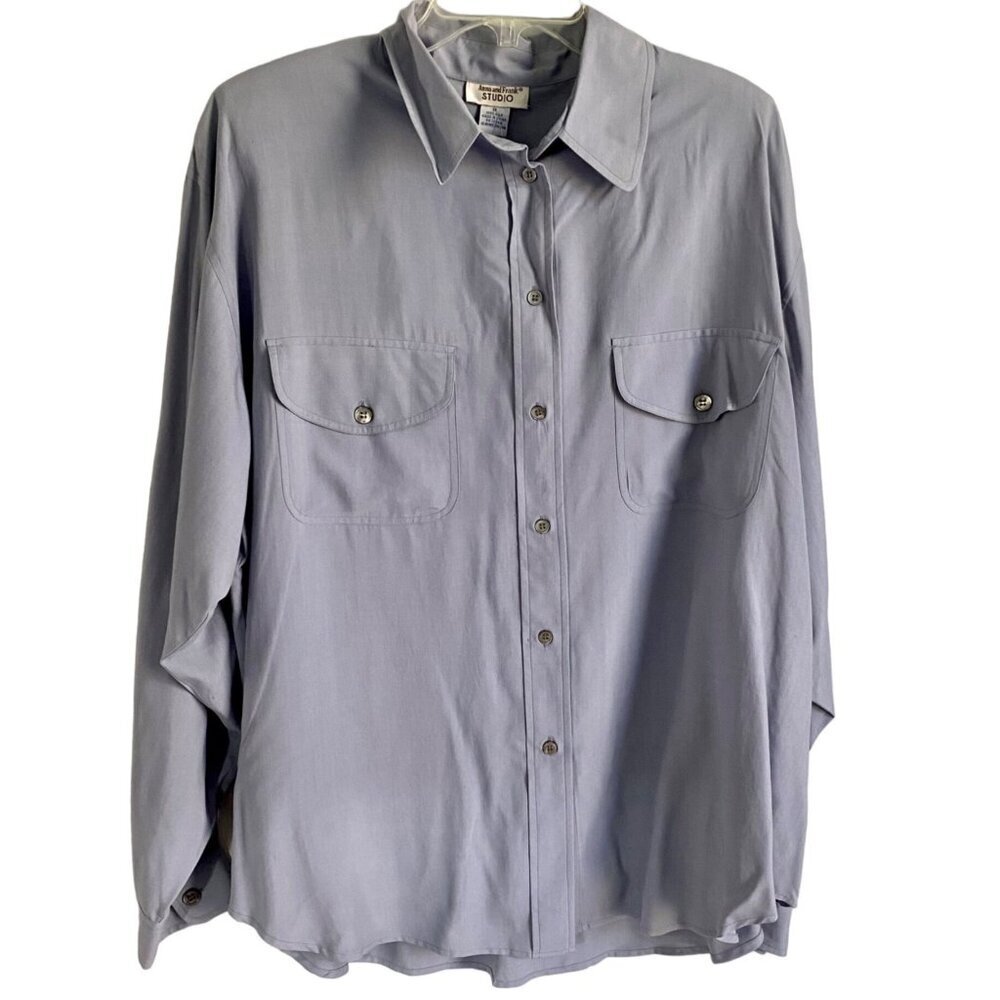 Anna and Frank Studio Silk Long Sleeve Button Up Shirt Size 1X